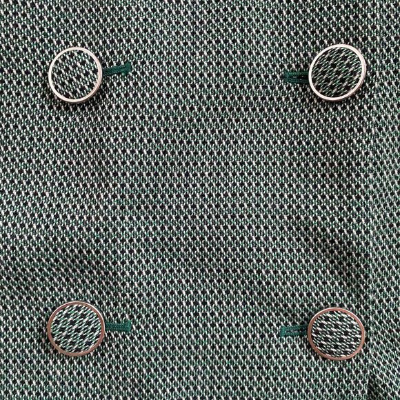 LOFT green button front tweed wool 70's mini skirt - Picture 4 of 8